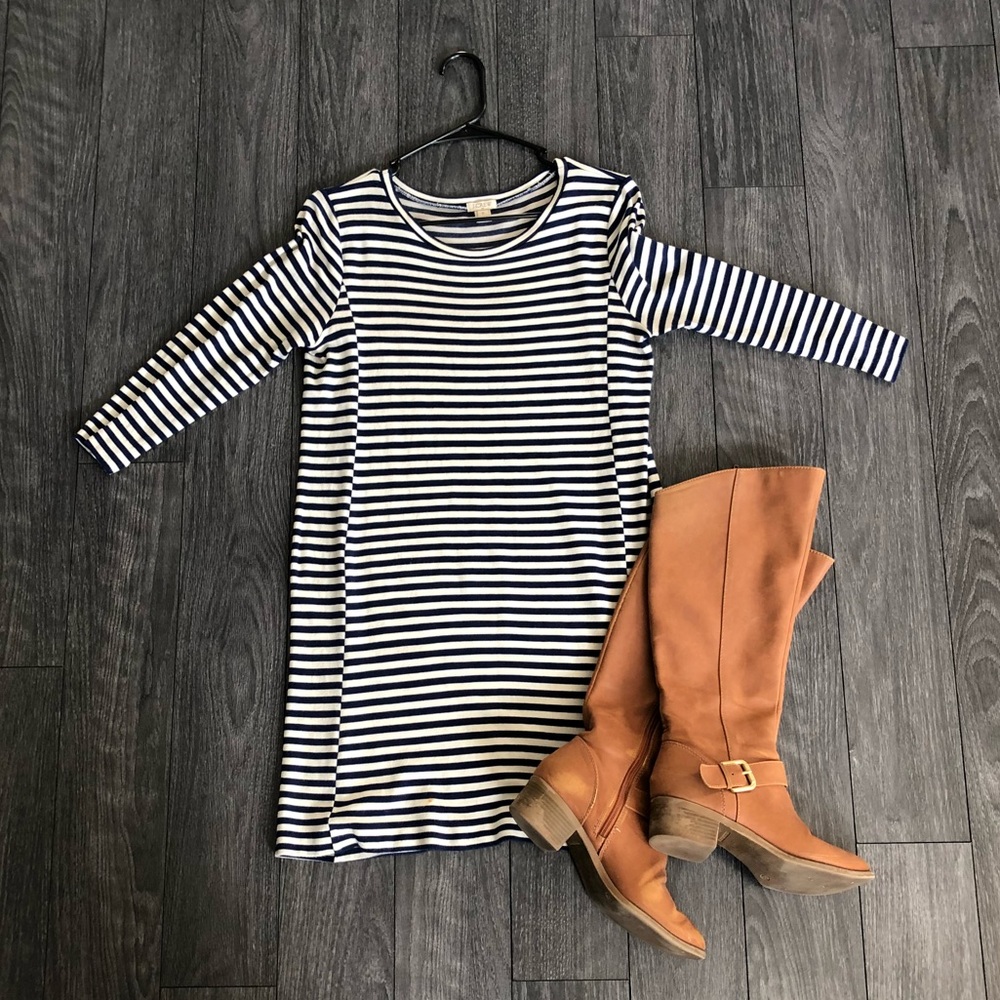 J Crew Mini Dress Navy and White Stripe Size Small